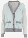 Maison Kitsuné Maison Kitsune' Wool Cardigan With Fox Patch In Peppermint