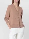 Maison Kitsuné Wool Cardigan With Front Pockets And Long Sleeves In Neutral
