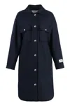 Maison Kitsuné Wool Coat Rounded Hem Side Slits