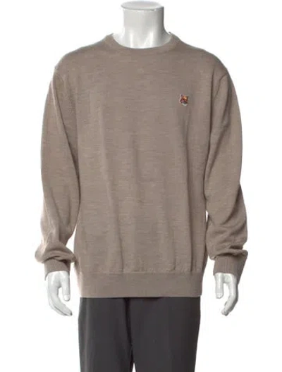 Pre-owned Maison Kitsuné Wool Crew Neck Pullover In Gray