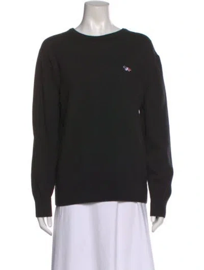 Pre-owned Maison Kitsuné Wool Crew Neck Sweater In Black
