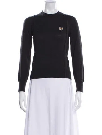 Pre-owned Maison Kitsuné Wool Crew Neck Sweater In Black