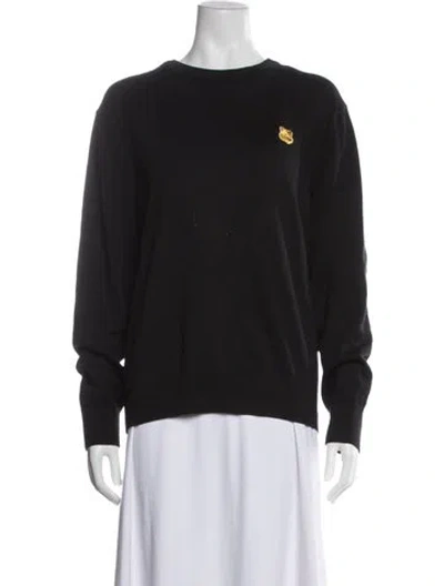 Pre-owned Maison Kitsuné Wool Crew Neck Sweater In Black