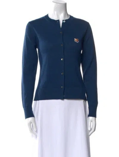 Pre-owned Maison Kitsuné Wool Crew Neck Sweater In Blue