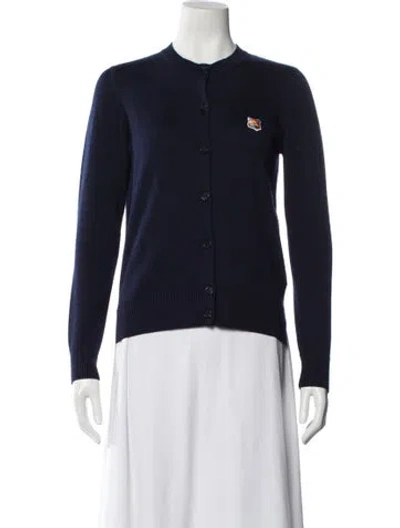 Pre-owned Maison Kitsuné Wool Crew Neck Sweater In Blue