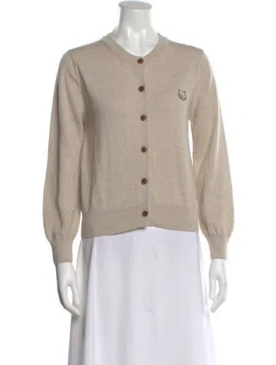 Pre-owned Maison Kitsuné Wool Crew Neck Sweater In Brown