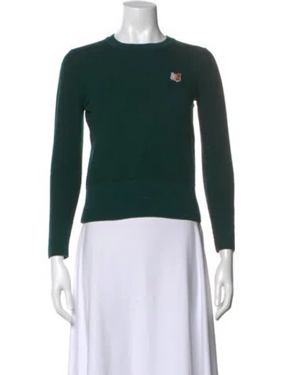 Pre-owned Maison Kitsuné Wool Crew Neck Sweater In Green