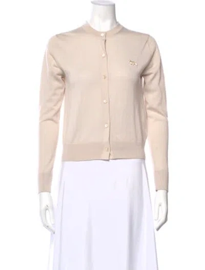 Pre-owned Maison Kitsuné Wool Crew Neck Sweater In Neutral