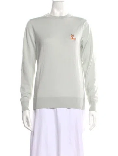 Pre-owned Maison Kitsuné Wool Crew Neck Sweater In White