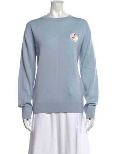 Pre-owned Maison Kitsuné Wool Graphic Print Sweater In Blue