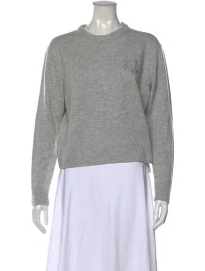 Pre-owned Maison Kitsuné Wool Graphic Print Sweater In Gray