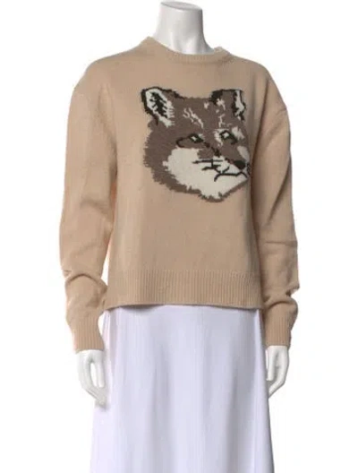 Pre-owned Maison Kitsuné Wool Graphic Print Sweater In Neutral
