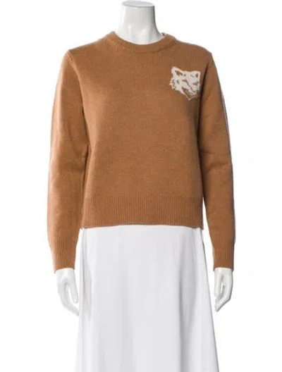 Pre-owned Maison Kitsuné Wool Graphic Print Sweater W/ Tags In Brown