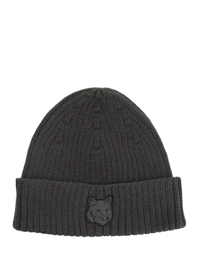 Maison Kitsuné Wool Hat Hats Black In Gray