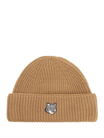 Maison Kitsuné Wool Hat Hats Brown In Gold