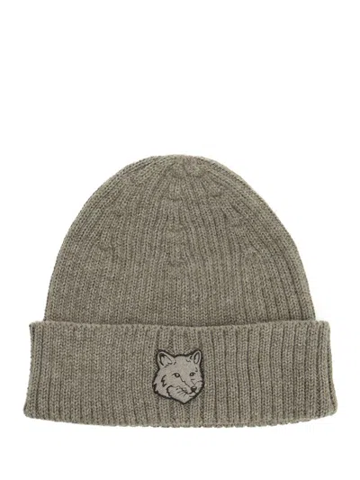 Maison Kitsuné Wool Hat Hats Green In Gray