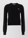 Maison Kitsuné Wool Knit Sweater With Ribbed Cuffs And Hem In Black