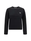 Maison Kitsuné Wool Knit Sweater With Round Neckline And Logo Detail In Black