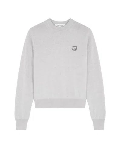 Maison Kitsuné Fox Head Patch Wool Sweater In White