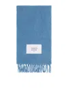 Maison Kitsuné Wool Powder Blue Scarf In Blue