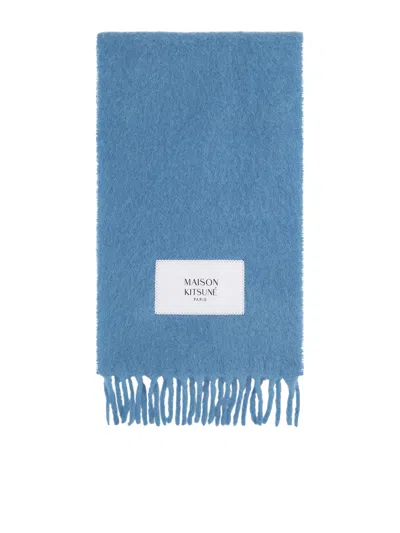 Maison Kitsuné Wool Powder Blue Scarf