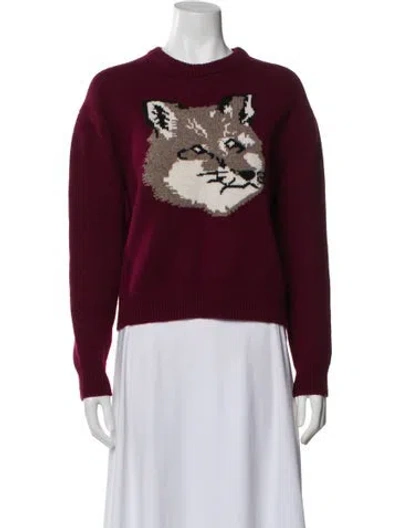 Pre-owned Maison Kitsuné Wool Printed Sweater In Burgundy