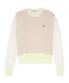 Maison Kitsuné Wool Round-neck Long-sleeve Sweater In Nude