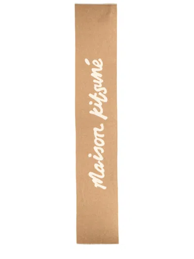 Maison Kitsuné Wool Scarf In Brown