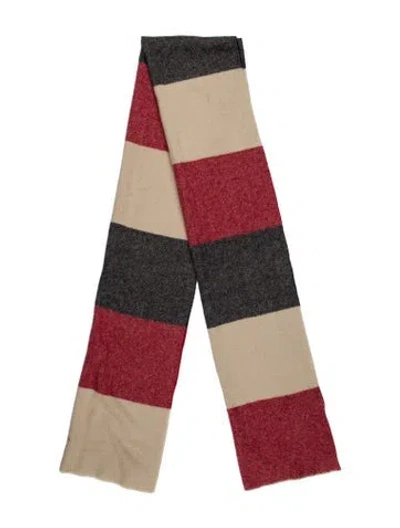 Pre-owned Maison Kitsuné Wool Striped Scarf In Red