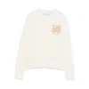 Maison Kitsuné Fox Head Wool Crewneck Jumper In Neutral