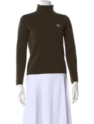 Pre-owned Maison Kitsuné Wool Turtleneck Sweater In Green