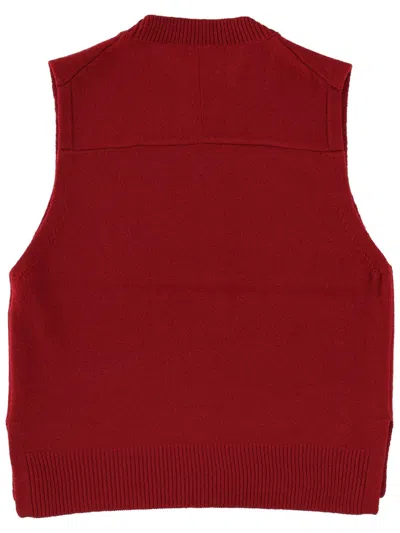 Maison Kitsuné Wool Vest For Women - Fw25 Collection In Burgundy