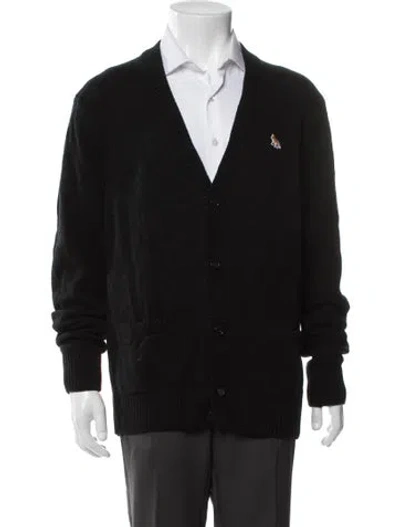 Pre-owned Maison Kitsuné Wool V-neck Cardigan In Black