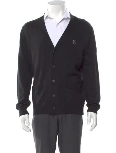 Pre-owned Maison Kitsuné Wool V-neck Cardigan In Blue