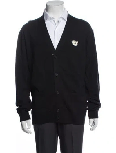 Pre-owned Maison Kitsuné Wool V-neck Cardigan In Blue