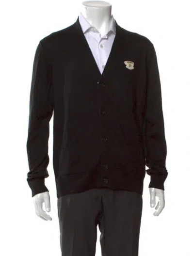 Pre-owned Maison Kitsuné Wool V-neck Cardigan W/ Tags In Black