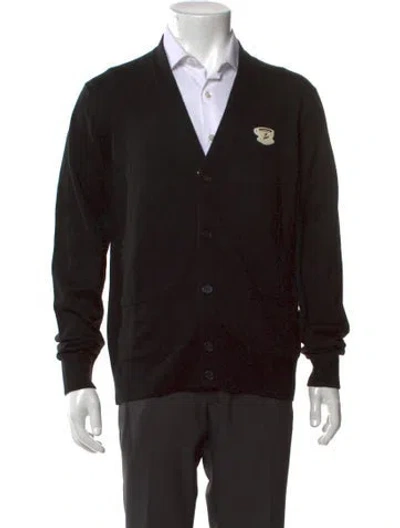 Pre-owned Maison Kitsuné Wool V-neck Cardigan W/ Tags In Black