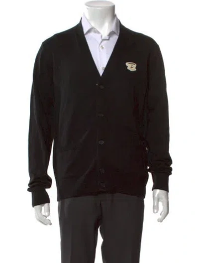 Pre-owned Maison Kitsuné Wool V-neck Cardigan W/ Tags In Black