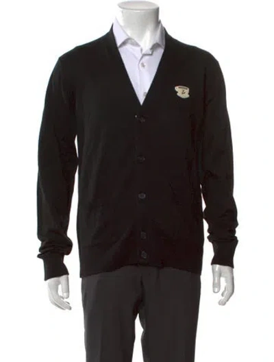 Pre-owned Maison Kitsuné Wool V-neck Cardigan W/ Tags In Black