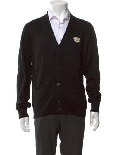 Pre-owned Maison Kitsuné Wool V-neck Cardigan W/ Tags In Black