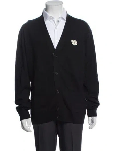 Pre-owned Maison Kitsuné Wool V-neck Cardigan W/ Tags In Blue