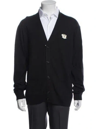 Pre-owned Maison Kitsuné Wool V-neck Cardigan W/ Tags In Blue