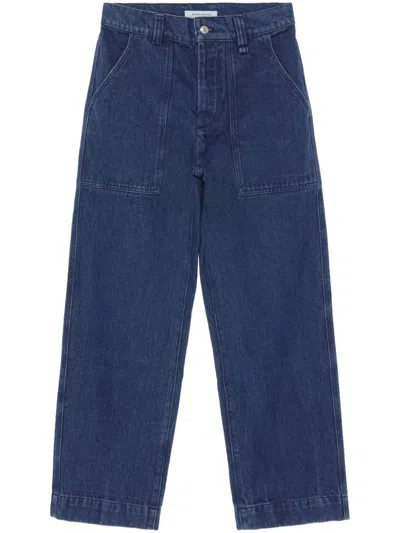 Maison Kitsuné Maison Kitsune Profile Fox Embroidered Workwear Jeans In Purple