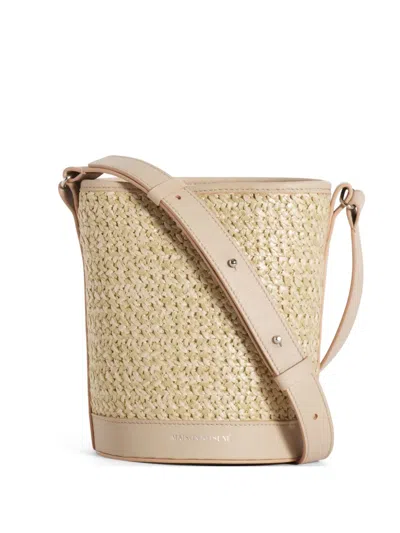 Maison Kitsuné Woven-straw Bucket Bag In Neutral