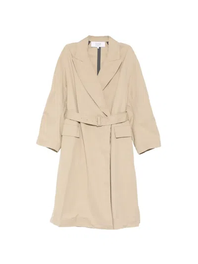 Maison Kitsuné Wrap Coat In Brown
