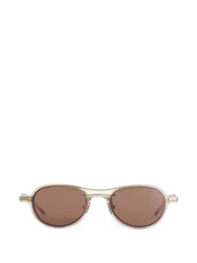 Maison Kitsuné X A. Society Oval-frame Sunglasses In Neutral