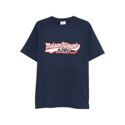 Maison Kitsune X Autry T Shirts Blue