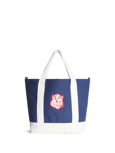 Maison Kitsuné Kids' X Bonpoint Lane Fox Head Tote Bag In Blue