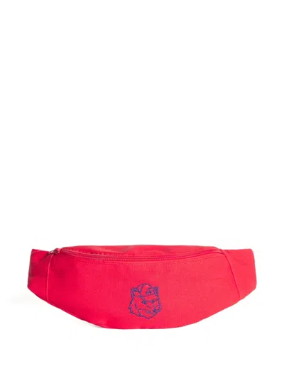 Maison Kitsuné Kids' X Bonpoint Leroy Fox-embroidered Belt Bag In Red