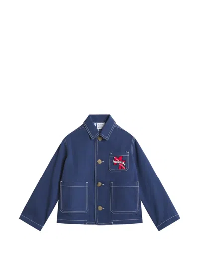 Maison Kitsuné Kids' X Bonpoint Linus Logo-print Contrast-stitch Jacket In Blue